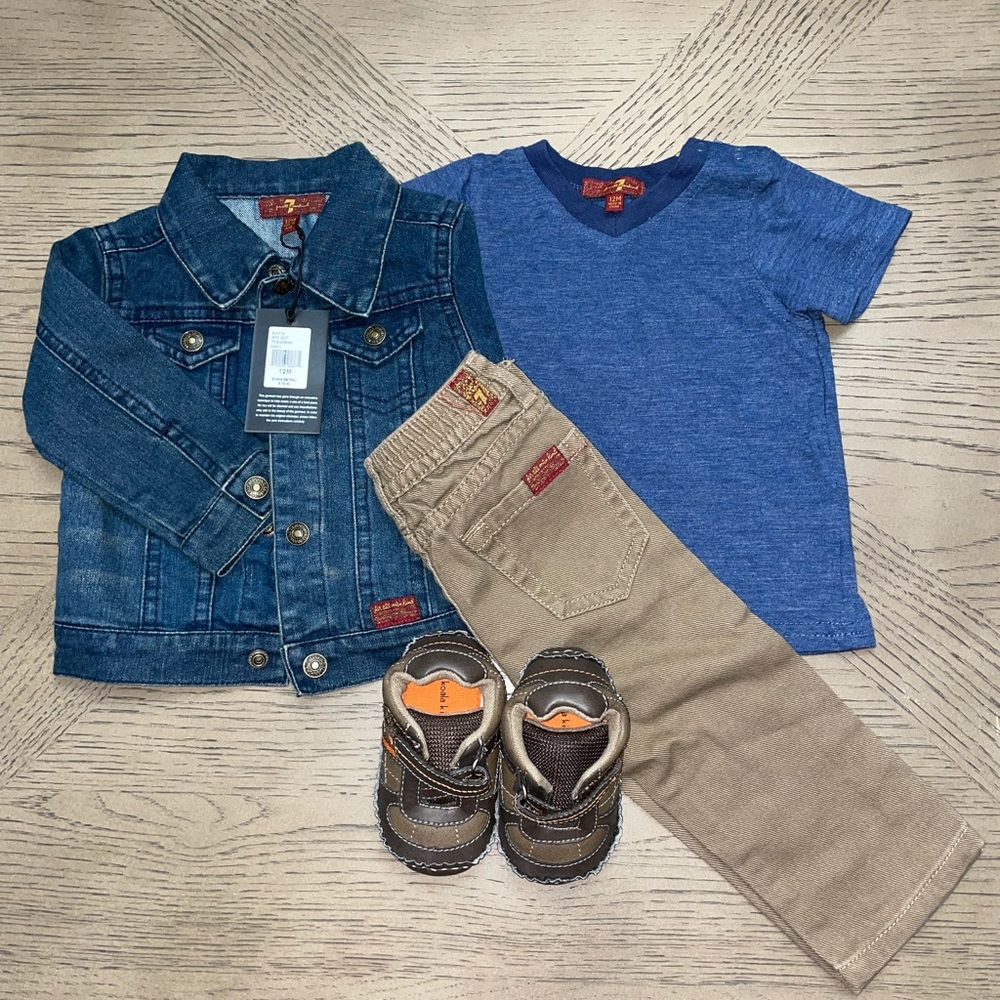 7 for all mankind 12 month baby outfit with shoes
